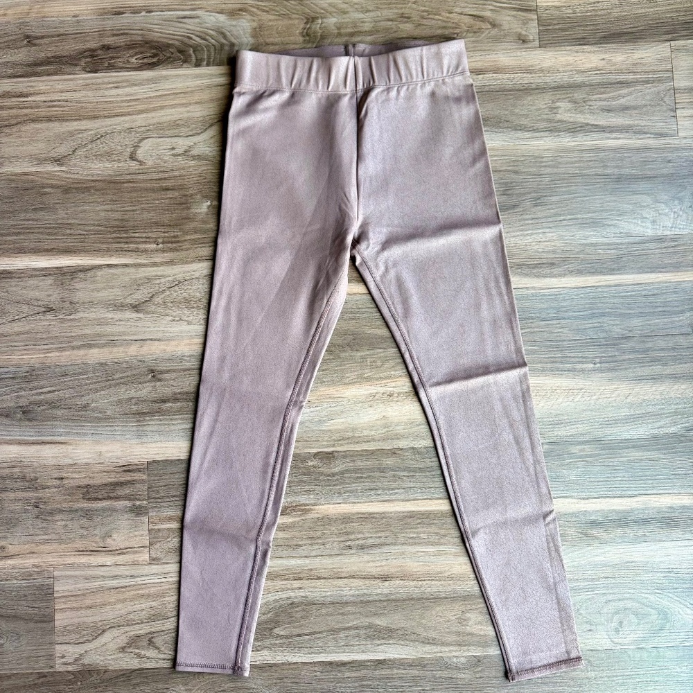 Alo Yoga L Faux Leather Coated High Rise Leggings Rose Taupe Stretch